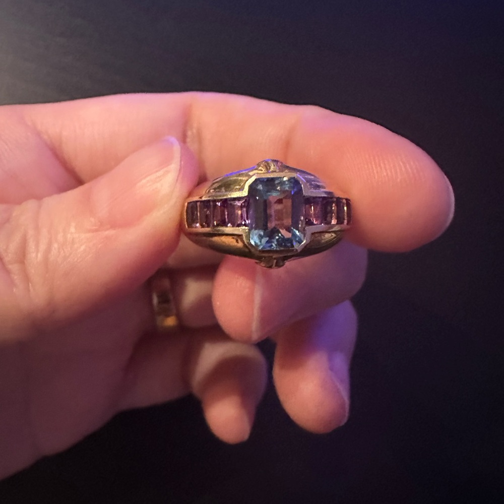 🚫🚫🚫SOLD 18k yellow gold topaz and amethyst ring- size 6 - Picture 2 of 4